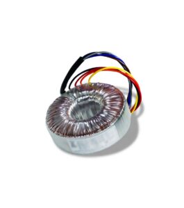 Custom toroidal transformer by Bridgeport Magnetics – high efficiency, low noise, and compact design for medical, industrial, datacenter, and audio applications
