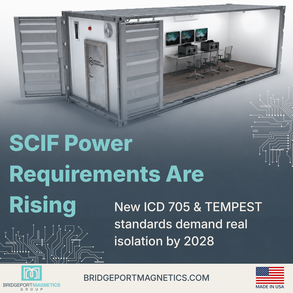 Toroidal SCIF isolation transformer used in modular and containerized secure facilities