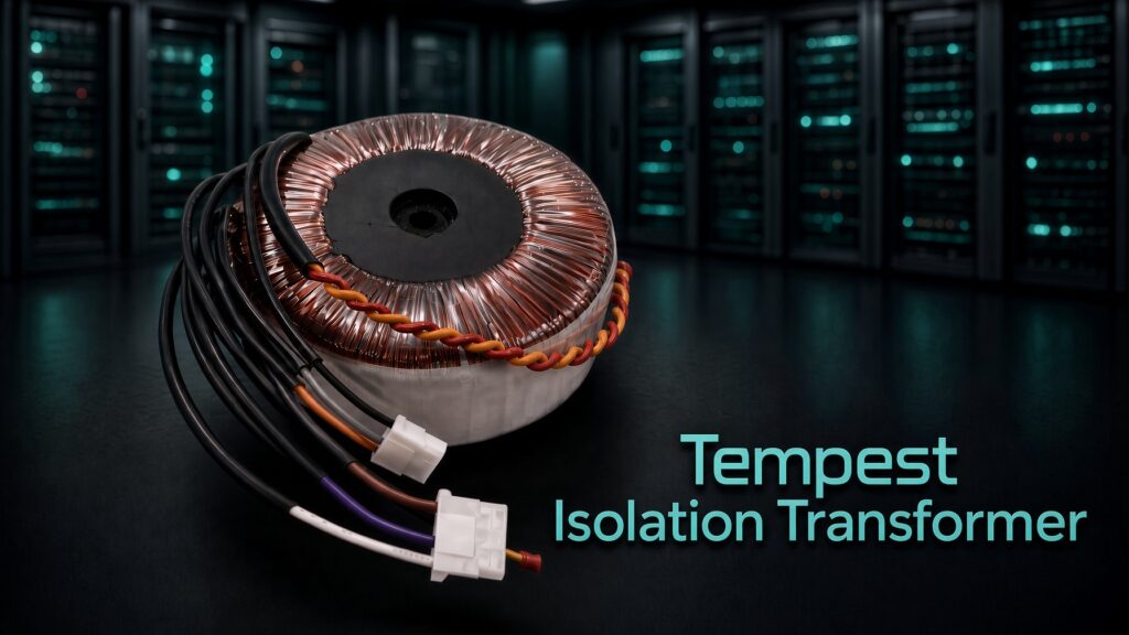 Low EMI SCIF isolation transformer providing galvanic isolation for sensitive compartmented information facilities