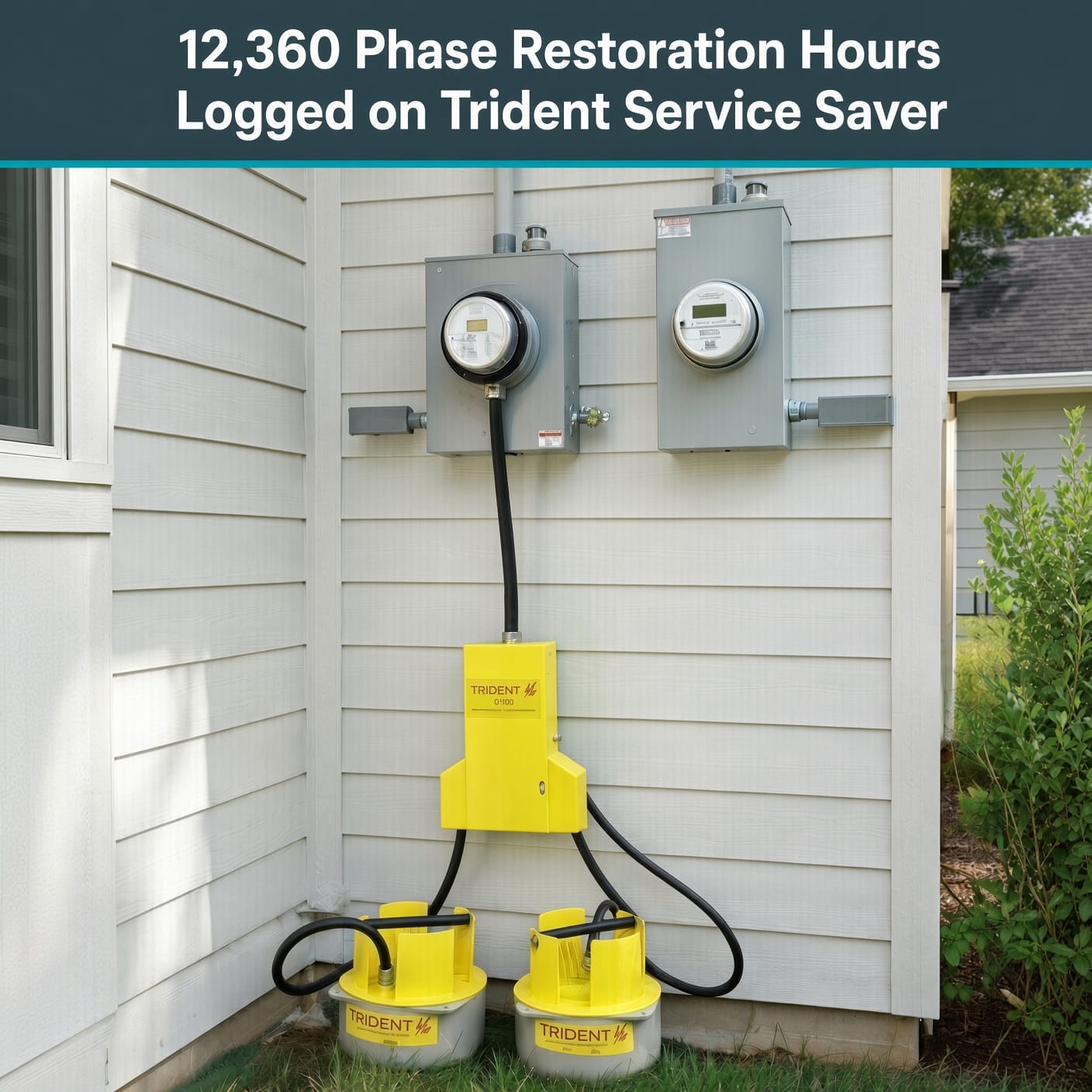 Trident 20kVA temporary power restoration unit installed at a house meter after 12360 connected hours of field service
